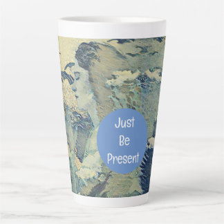 Taza De Café Latte Estar presente Rezando Manos Azul Espiritual