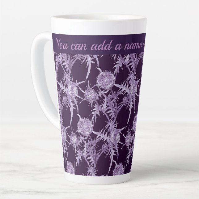 Taza De Café Latte ESTE patrón de flores violeta (Ángulo izquierdo)