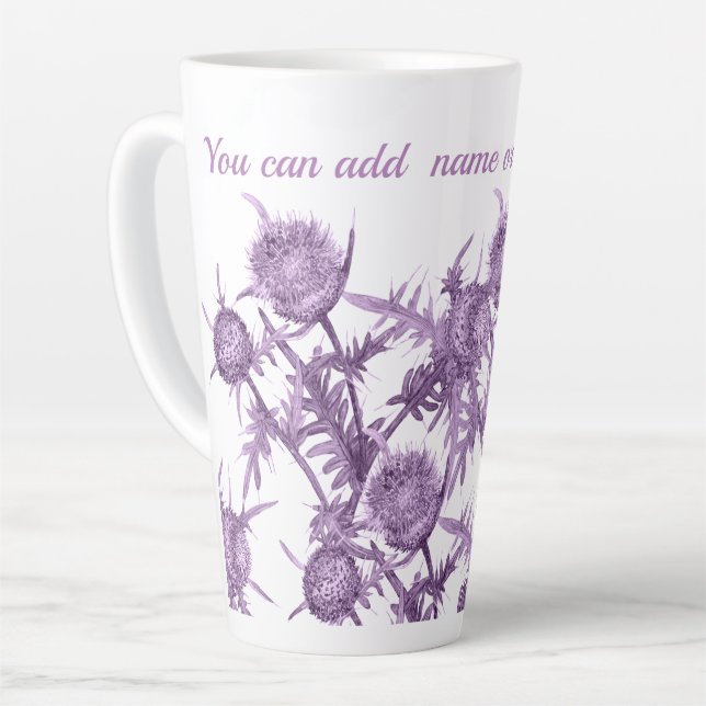Taza De Café Latte ESTE patrón de flores violeta (Ángulo izquierdo)
