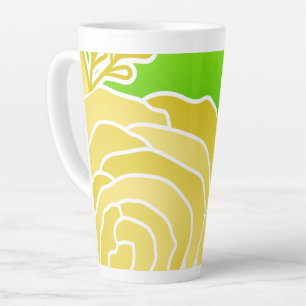 Taza De Café Latte Estilo abstracto de la flor amarilla