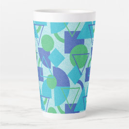 Taza De Café Latte Estilo Bauhaus verde y azul