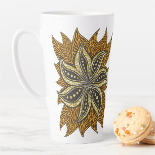 Taza De Café Latte Estilo de Batik Floral Resumen Africano