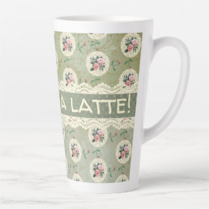 Taza De Café Latte Estilo de cosecha de vintage personalizado Rosas c