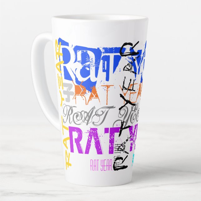 Taza De Café Latte Estilo de graffiti Año chino rico Zodiac L Latte M (Ángulo izquierdo)