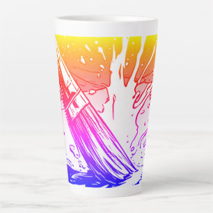 Taza De Café Latte Estilo de gráfico colorido de pinceladas de pintur