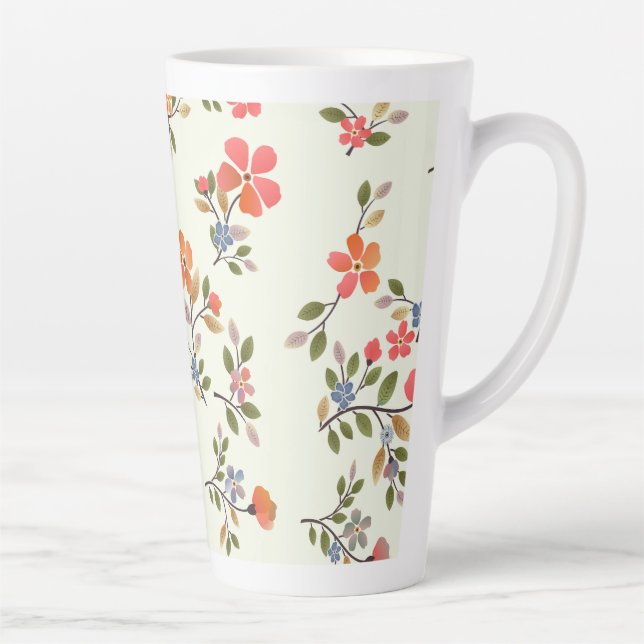 Taza De Café Latte Estilo de núcleo de cabaña floral (Derecha)