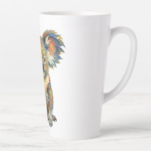 Taza De Café Latte Estilo de pintura al óleo vibrante koala impasto c