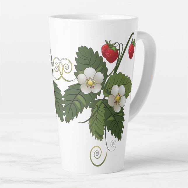 Taza De Café Latte Estilo de verano Fresa  (Ángulo derecho)
