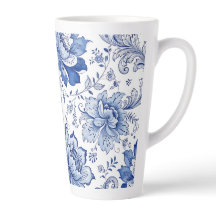 Estilo Delft Azul Blanco Flores Fantasía Caprichos