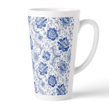 Estilo Delft Azul Blanco Flores Fantasía Caprichos