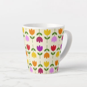 Taza De Café Latte Estilo escandinavo colorido en el patrón de flor d