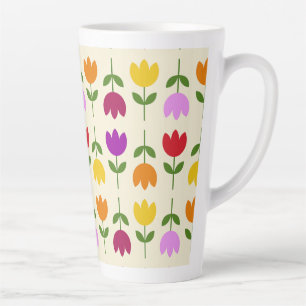 Taza De Café Latte Estilo escandinavo colorido en el patrón de flor d