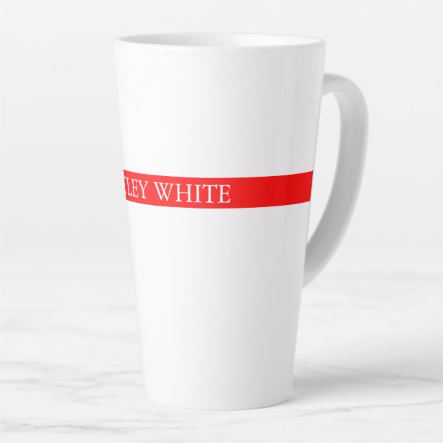 Taza De Café Latte Estilo rojo moderno blanco simple simple nombre (Ángulo derecho)
