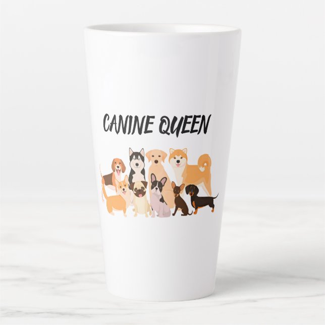 Taza De Café Latte Estiloso Perro Mamá (Anverso)