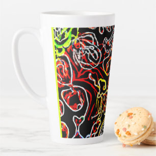Taza De Café Latte Estiloso y colorido Patrones de neón