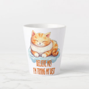 Taza De Café Latte Estoy probando mi mejor gato Naranja.