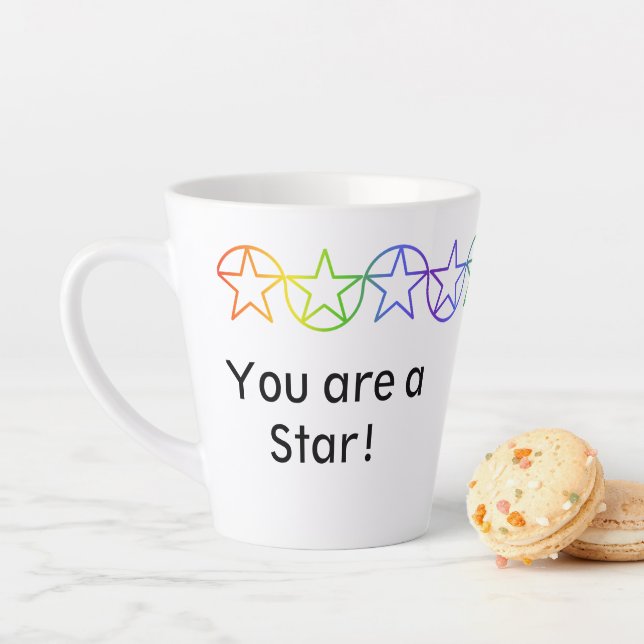 Taza De Café Latte Estrella del arcoiris moderna personalizada Latte  (In situ)