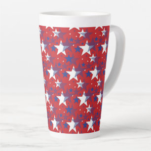 Taza De Café Latte Estrellas Azul Y Blanco
