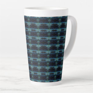 Taza De Café Latte Estrellas de arcoiris verdes azules, patrón Artdec