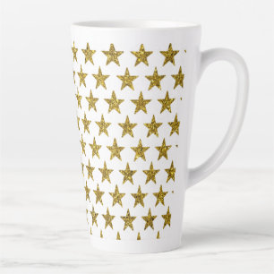 Taza De Café Latte Estrellas de purpurina dorada