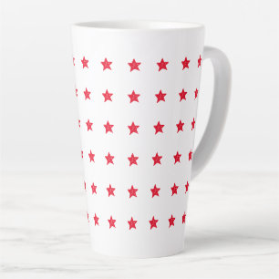 Taza De Café Latte Estrellas dibujadas a mano roja lindo patrón diver