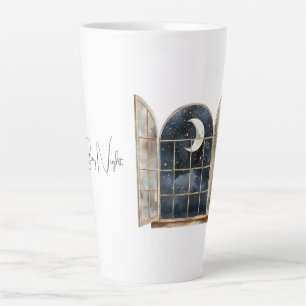Taza De Café Latte Estrellas Doradas Azules Plateadas
