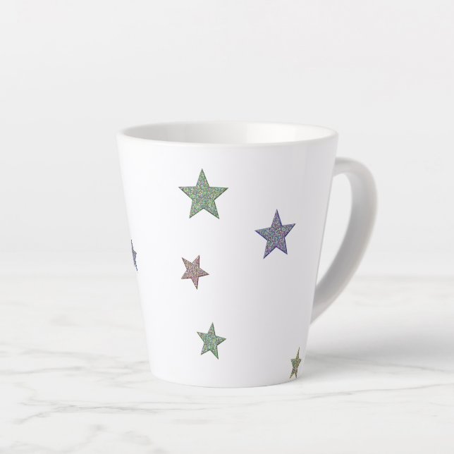 Taza De Café Latte Estrellas Purpurinoso (Ángulo derecho)