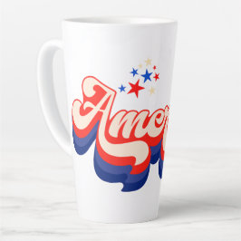 Taza De Café Latte Estrellas Retro de América