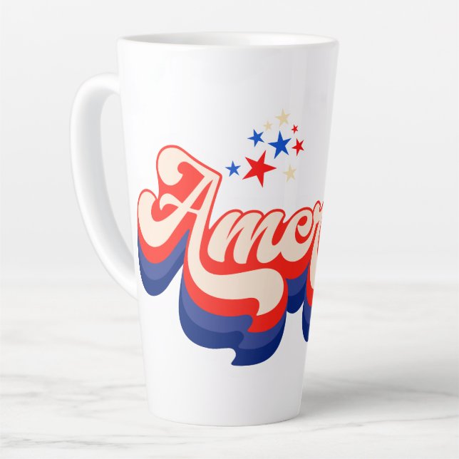 Taza De Café Latte Estrellas Retro de América (Ángulo izquierdo)