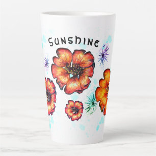 Taza De Café Latte Estrellas y flores de cartón