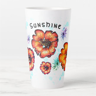 Taza De Café Latte Estrellas y flores de cartón