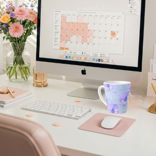 Taza De Café Latte Estuche elegante para teléfono con flores moradas 