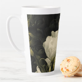 Taza De Café Latte Estudio de una flor peónica
