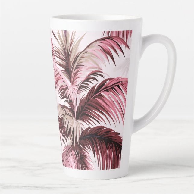 Taza De Café Latte Ethereales Rosé-Palmenmuster (Derecha)