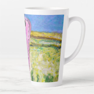 Taza De Café Latte Etiqueta Rosa
