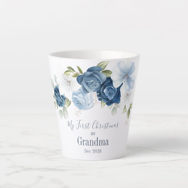 Taza De Café Latte Eucaliptos florales Abuelos Navidades primero (Anverso)