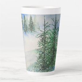 Taza De Café Latte Evergreens de Hillside y Nieve