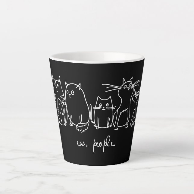 Taza De Café Latte Ew, People Funny Meowy Cat Aovers (Anverso)