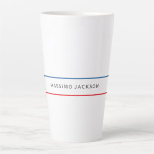 Taza De Café Latte Exclusivo Personal Moderno Azul Rojo Blanco