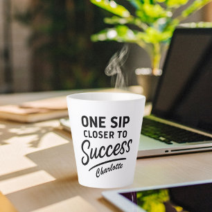 Taza De Café Latte Éxito motivador cita negro