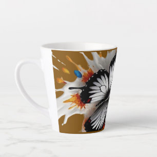 Taza De Café Latte Explosión de mariposa colorida: un vuelo de arte