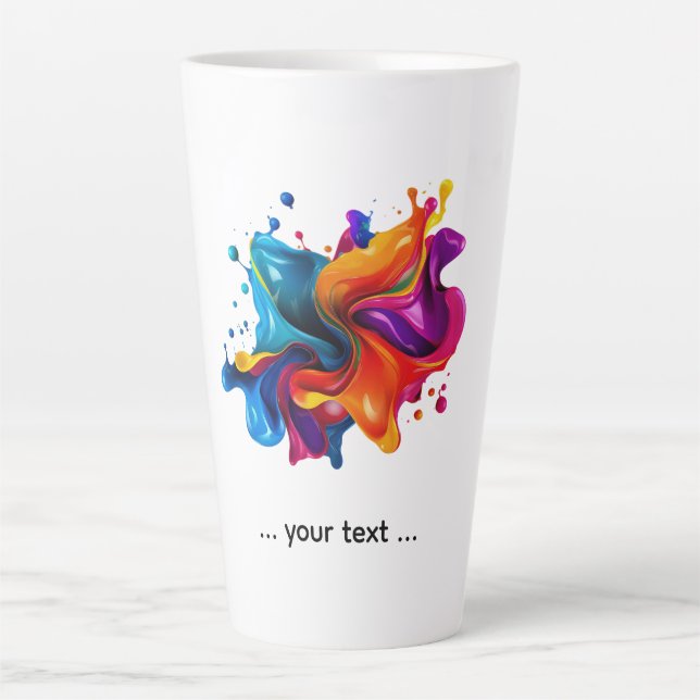 Taza De Café Latte explosión de salpicaduras de pintura (Anverso)
