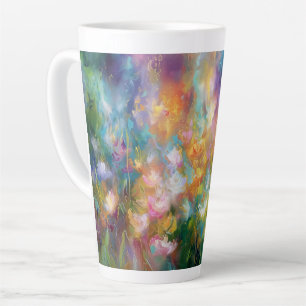Taza De Café Latte Explosión floral cósmica abstracta en colores past