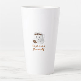 Taza De Café Latte Exprésate – Camiseta Divertida de Café Sonriente