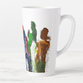 Taza De Café Latte Expresión abstracta de figuras humanas en movimien