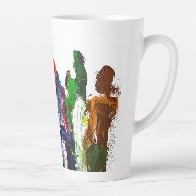 Taza De Café Latte Expresión abstracta de figuras humanas en movimien (Derecha)