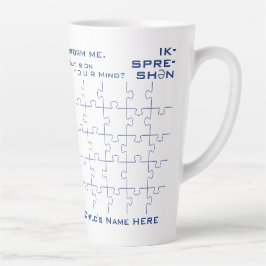 Taza De Café Latte Expresión de autismo motivacional, rompecabezas az