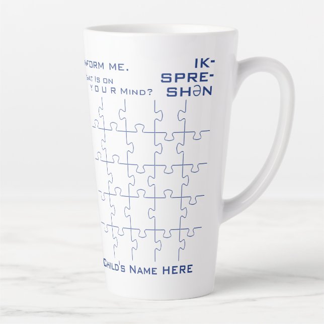 Taza De Café Latte Expresión de autismo motivacional, rompecabezas az (Derecha)