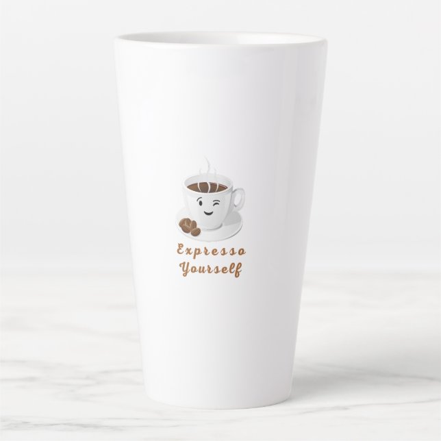 Taza De Café Latte Expresso Yourself – Funny Smiling Coffee Tee (Anverso)