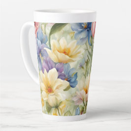 Taza De Café Latte Exquisitas Flores De Primavera Sofisticadas. Pintu